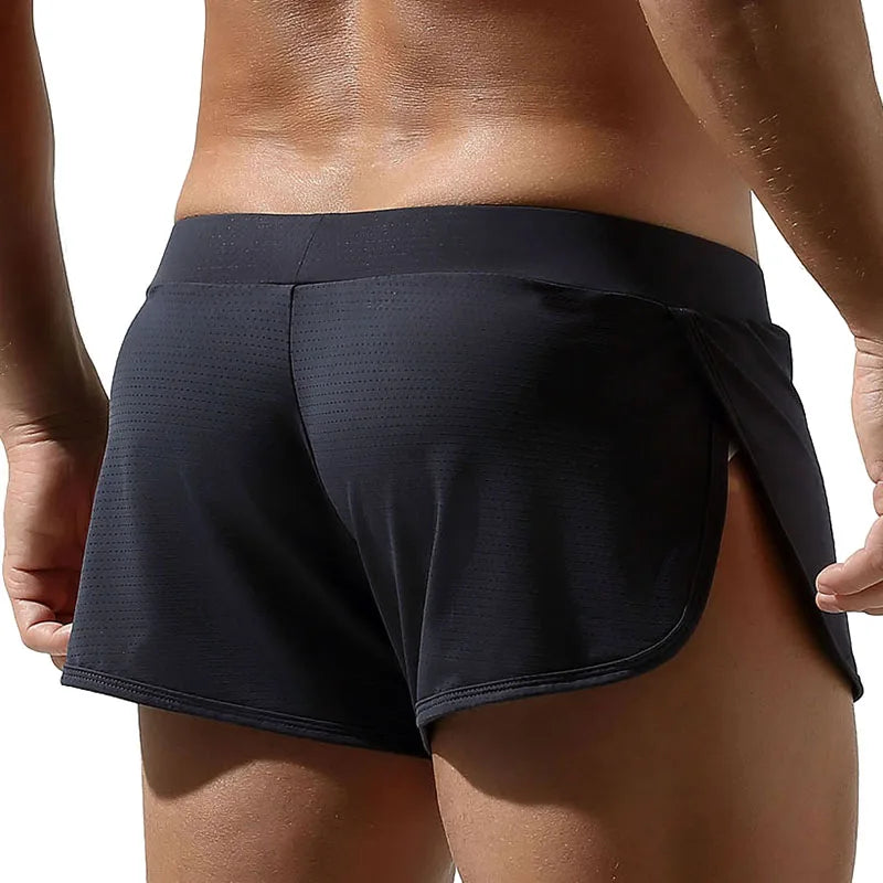 Men’s Mesh Jockstrap-Inspired Open Side Lounge Underwear in Dark Gray by Gallery Man