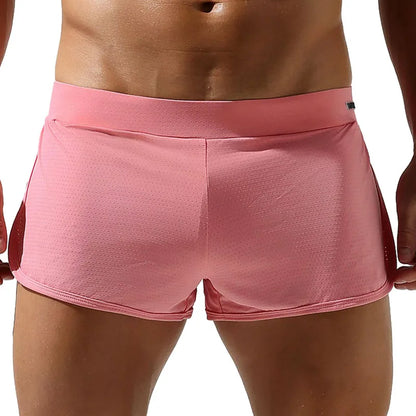 Men’s Mesh Jockstrap-Inspired Open Side Lounge Underwear in Pink by Gallery Man