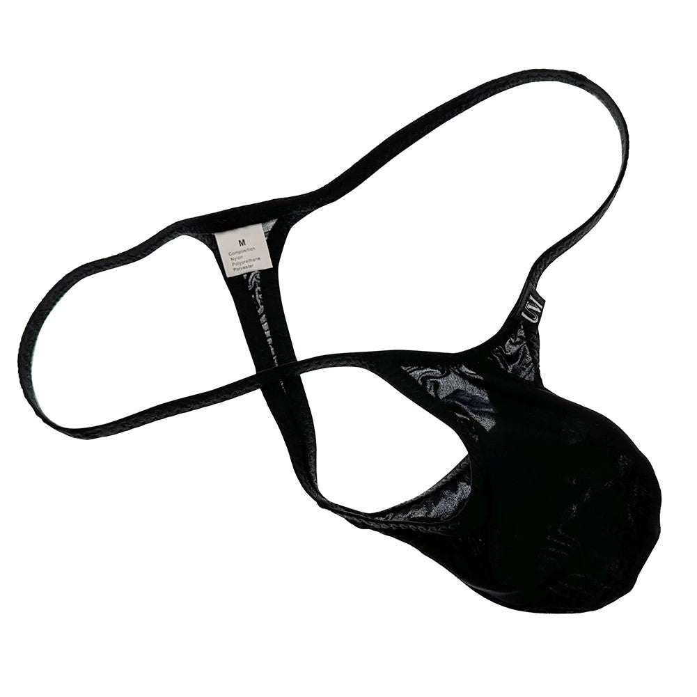 Men's Micro T-Back Thong with Raised Pouch in Black by Gallery Man