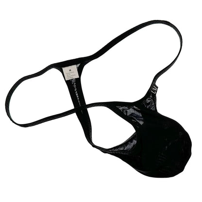 Men's Micro T-Back Thong with Raised Pouch in Black by Gallery Man