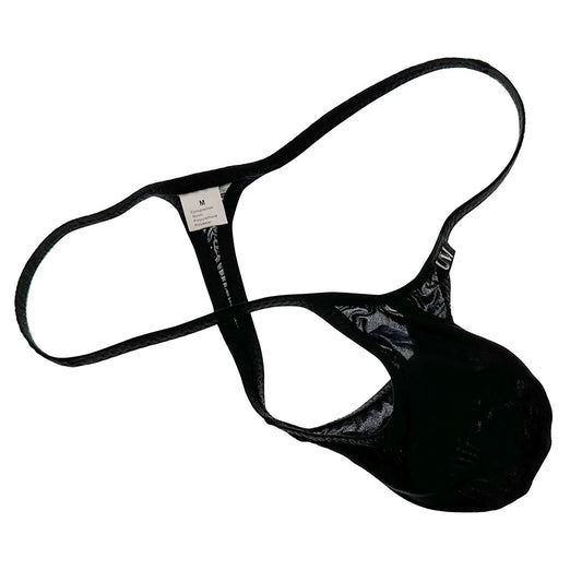 Men's Micro T-Back Thong with Raised Pouch in Black by Gallery Man