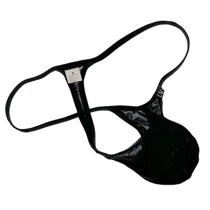 Men's Micro T-Back Thong with Raised Pouch in Black by Gallery Man