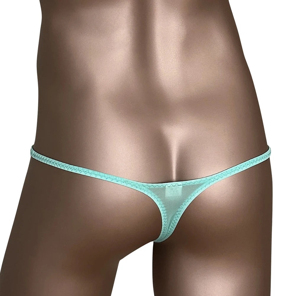 Men's Micro T-Back Thong with Raised Pouch in Blue by Gallery Man