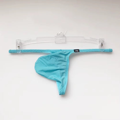 Men's Micro T-Back Thong with Raised Pouch in Blue by Gallery Man