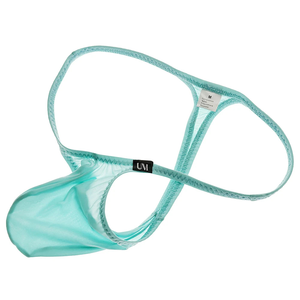 Men's Micro T-Back Thong with Raised Pouch in Blue by Gallery Man