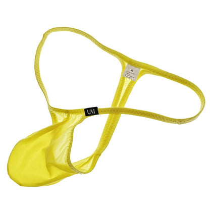 Men's Micro T-Back Thong with Raised Pouch in Yellow by Gallery Man