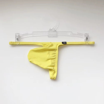 Men's Micro T-Back Thong with Raised Pouch in Yellow by Gallery Man