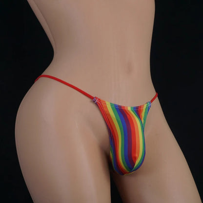 Men's Rainbow Printed G-String Thong with Raised Pouch By Gallery Man