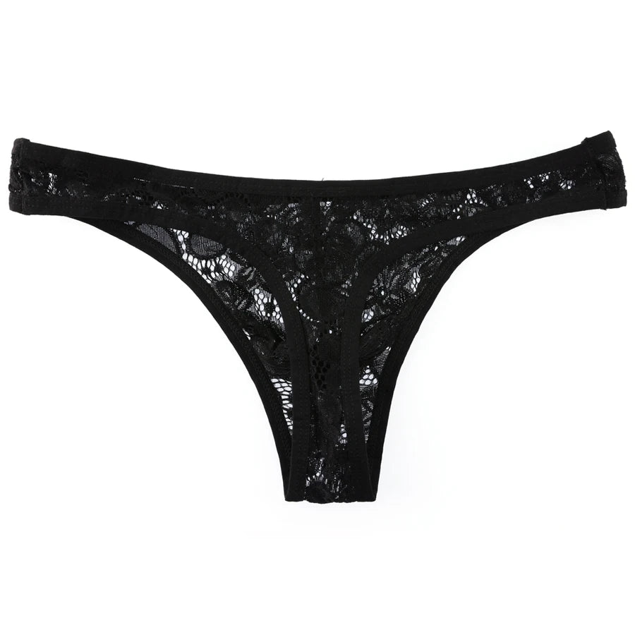 Men's Lace Lingerie Briefs Thong Panties in Black by Gallery Man