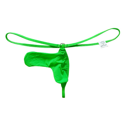 Men's Micro T-Back Thong with Elephant Trunk in Green by Gallery Man