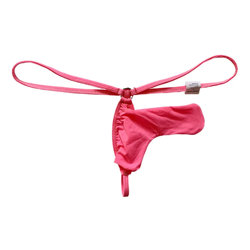 Men's Micro T-Back Thong with Elephant Trunk in Pink by Gallery Man