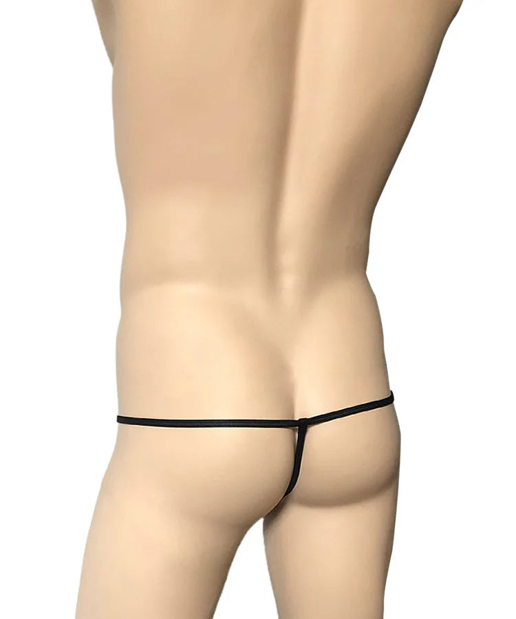 Men's Micro T-Back Thong with Elephant Trunk in Black by Gallery Man