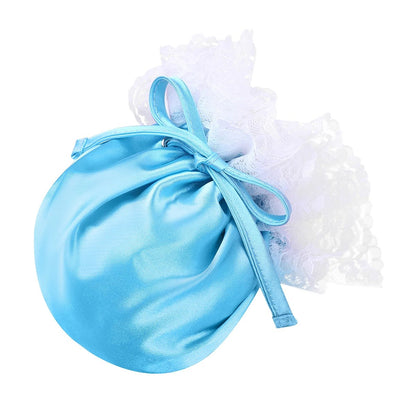 Men’s Satin Pouch Underwear with Drawstring and Ruffled Lace in Blue by Gallery Man
