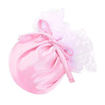 Men’s Satin Pouch Underwear with Drawstring and Ruffled Lace in Pink by Gallery Man
