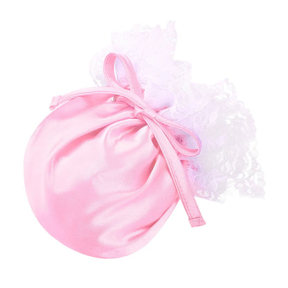 Men’s Satin Pouch Underwear with Drawstring and Ruffled Lace in Pink by Gallery Man