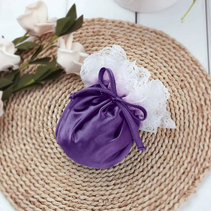 Men’s Satin Pouch Underwear with Drawstring and Ruffled Lace in Purple by Gallery Man