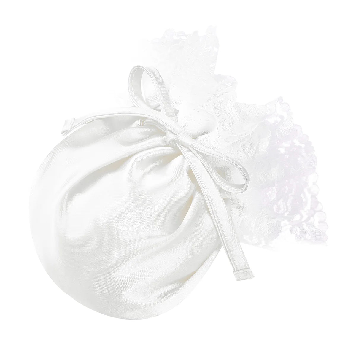 Men’s Satin Pouch Underwear with Drawstring and Ruffled Lace in White by Gallery Man