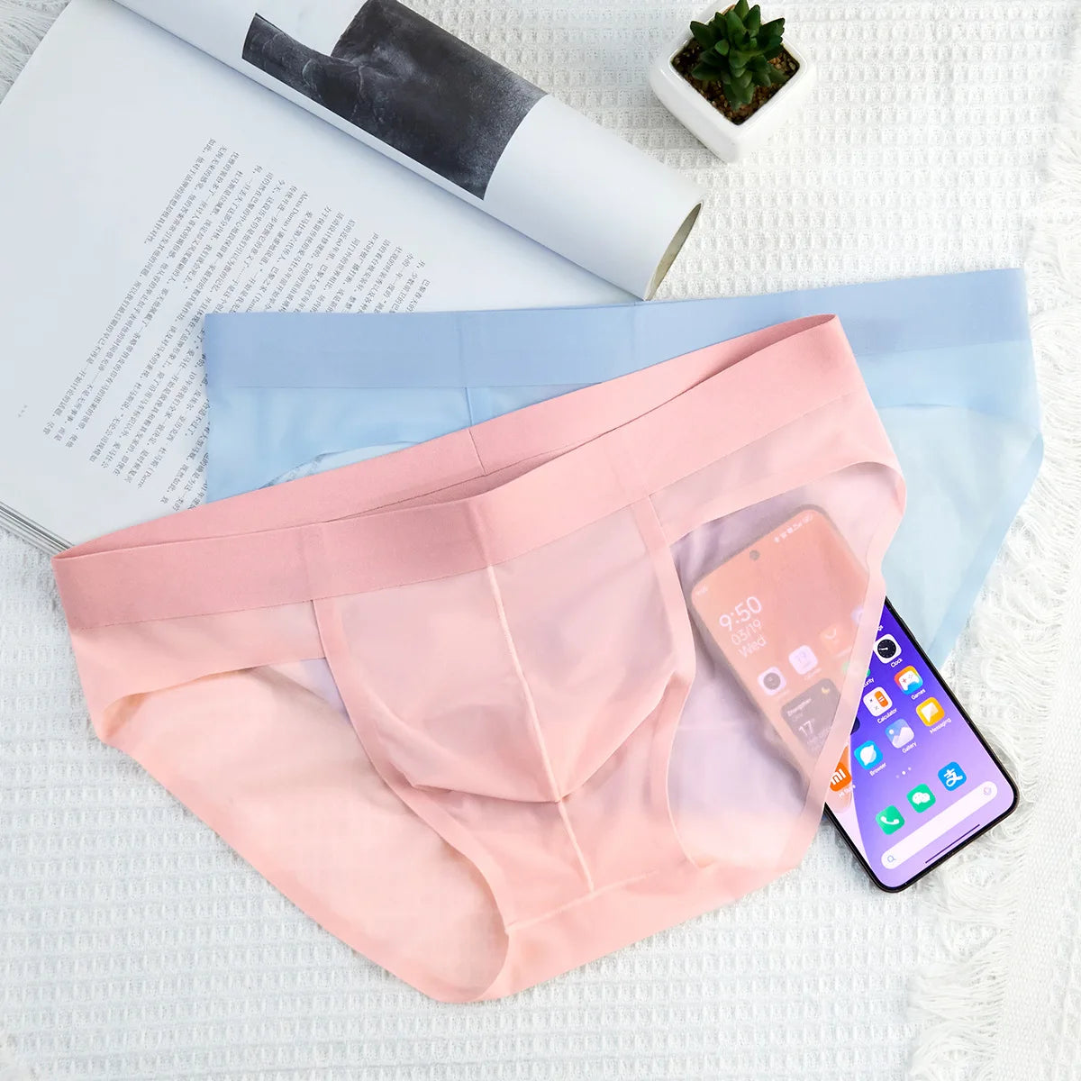 Men's Seamless Ice Silk Briefs Ultra-Thin Underwear by Gallery Man
