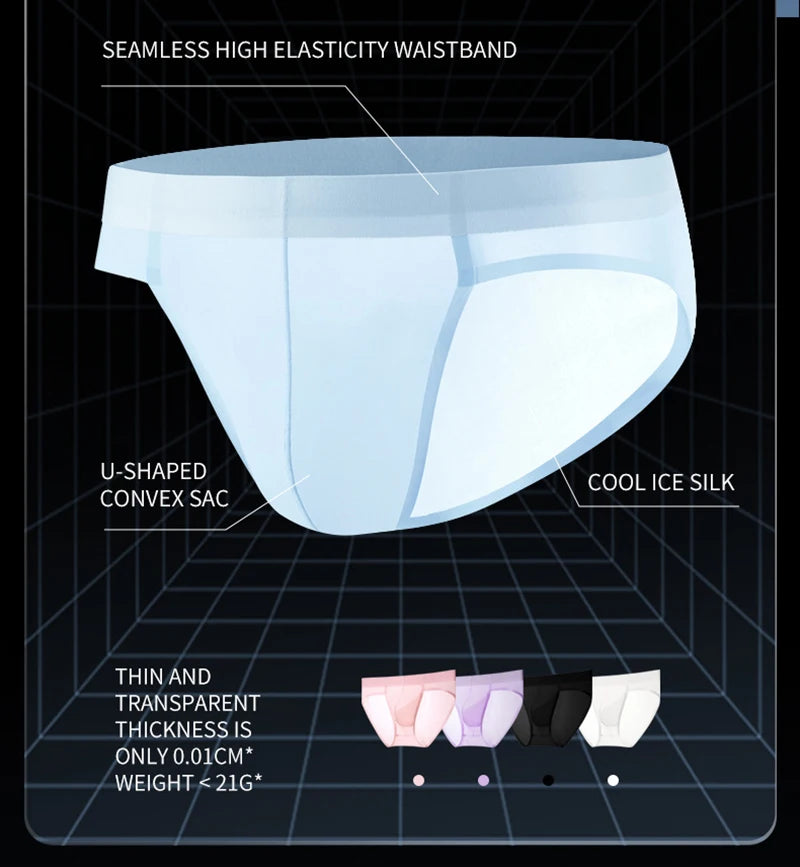 Men's Seamless Ice Silk Briefs Ultra-Thin Underwear by Gallery Man