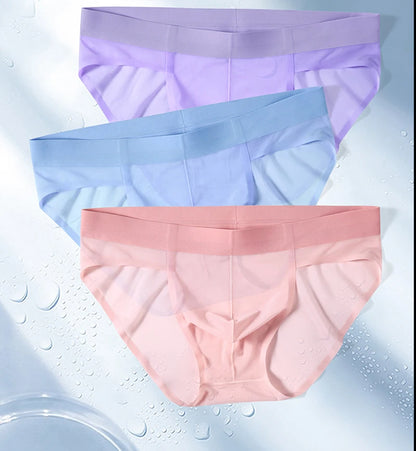 Men's Seamless Ice Silk Briefs Ultra-Thin Underwear by Gallery Man