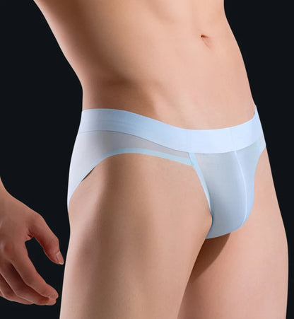 Men's Seamless Ice Silk Briefs Ultra-Thin  in Blue by Gallery Man