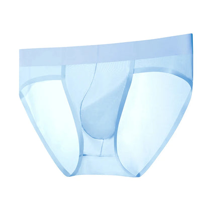 Men's Seamless Ice Silk Briefs Ultra-Thin  in Blue by Gallery Man