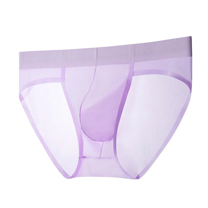 Men's Seamless Ice Silk Briefs Ultra-Thin  in Purple by Gallery Man