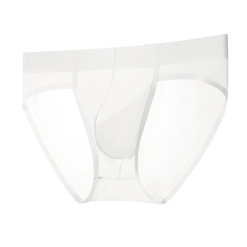 Men's Seamless Ice Silk Briefs Ultra-Thin  in White by Gallery Man