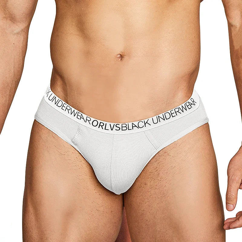 Men Sexy Elegant Cotton Briefs Underwear Low Rise in White by Gallery Man
