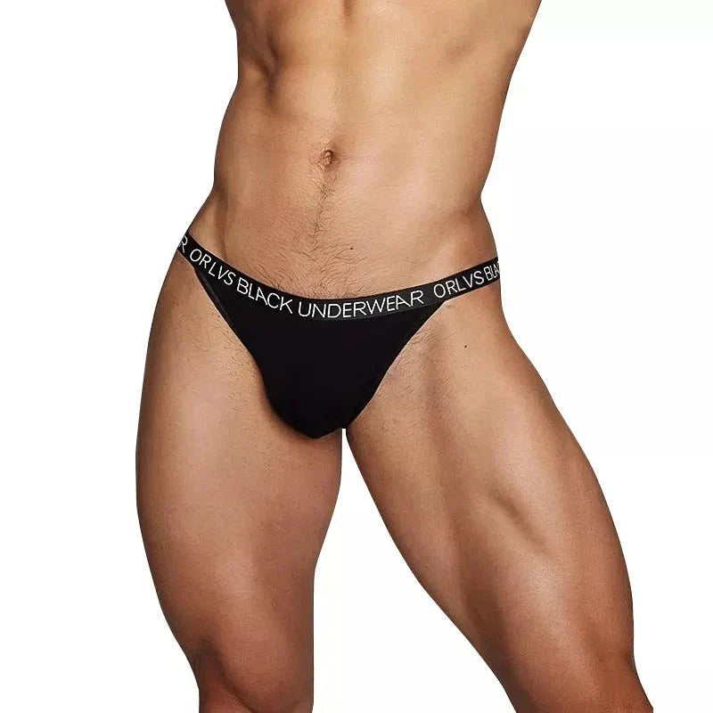 Men Sexy Elegant Cotton Briefs Underwear Ultra Low Rise in Black by Gallery Man