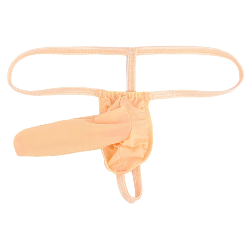 Men Sexy Thong G-String Elephant Nose Underwear in Beige by Gallery Man