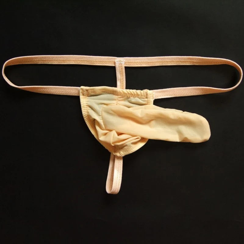 Men Sexy Thong G-String Elephant Nose Underwear in Beige by Gallery Man