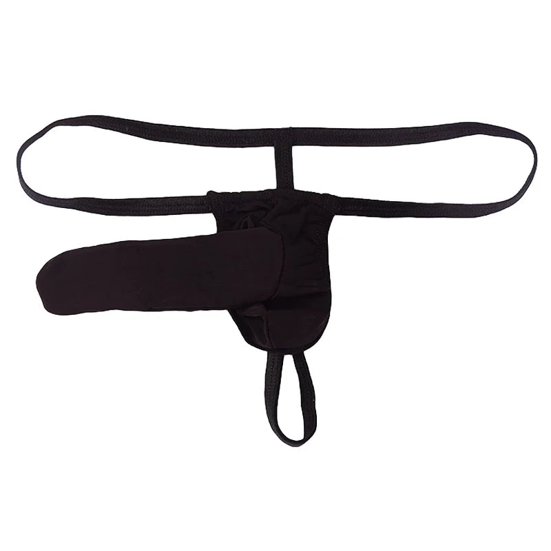 Men Sexy Thong G-String Elephant Nose Underwear in Black by Gallery Man