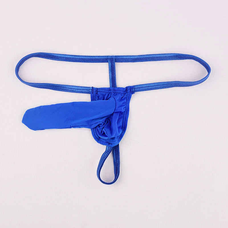 Men Sexy Thong G-String Elephant Nose Underwear in Blue by Gallery Man