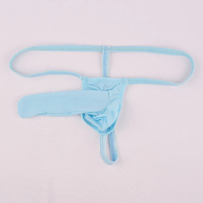 Men Sexy Thong G-String Elephant Nose Underwear in Light Blue by Gallery Man