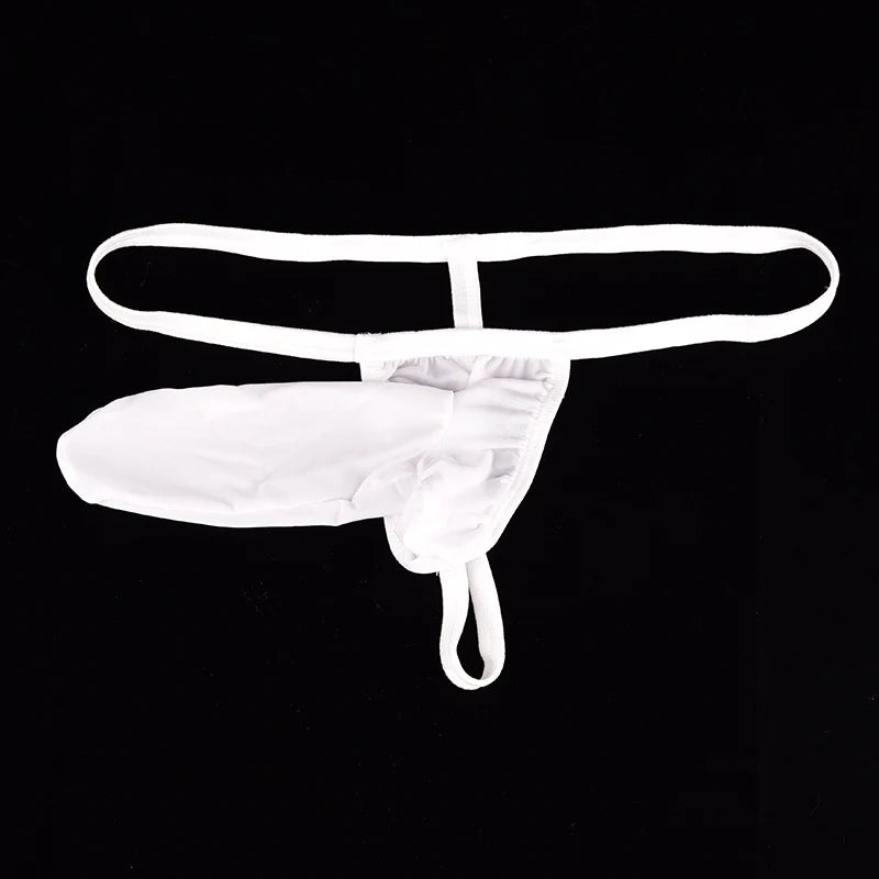 Men Sexy Thong G-String Elephant Nose Underwear in White by Gallery Man