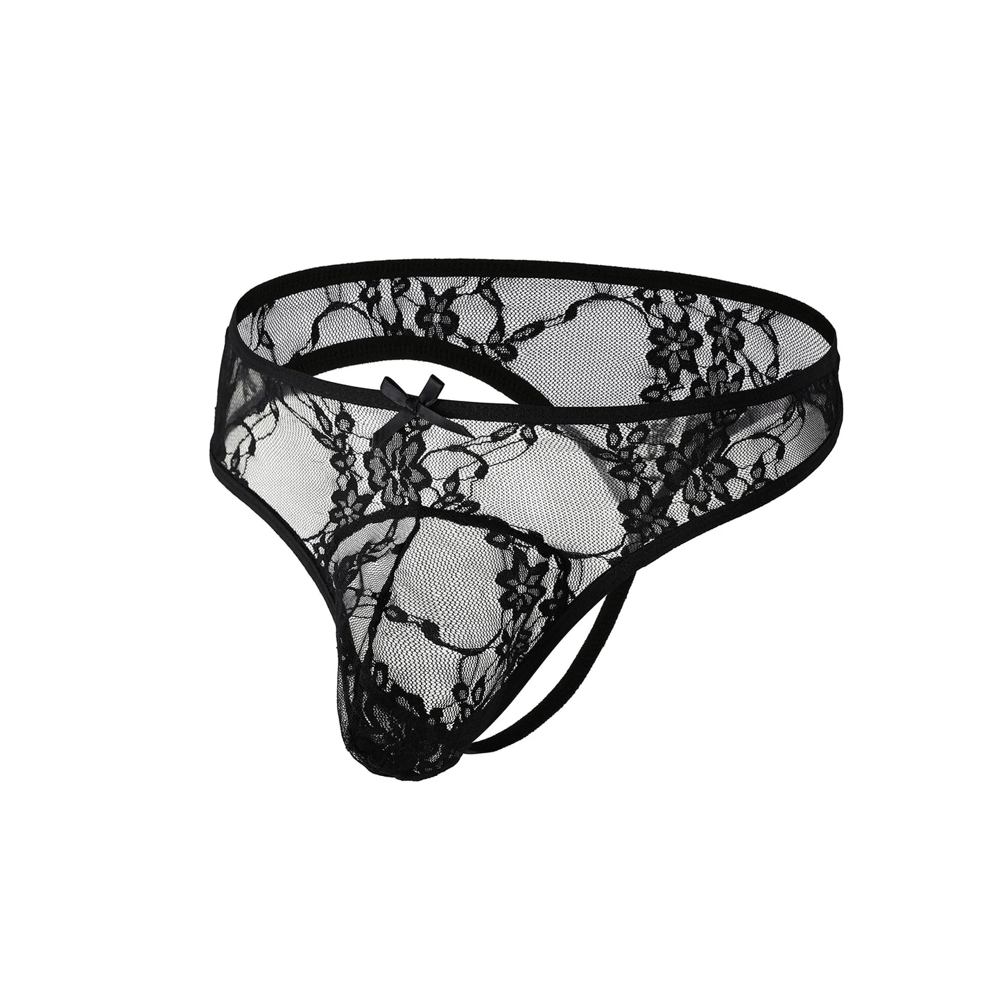 Men's Sheer Lace Briefs – Raised Contour Pouch in Black by Gallery Man