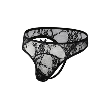 Men's Sheer Lace Briefs – Raised Contour Pouch in Black by Gallery Man