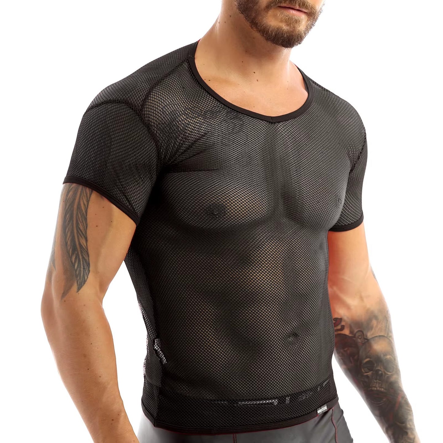 Men’s Sheer Mesh T-Shirt – Breathable Slim Fit See-Through Top in Black by Gallery Man