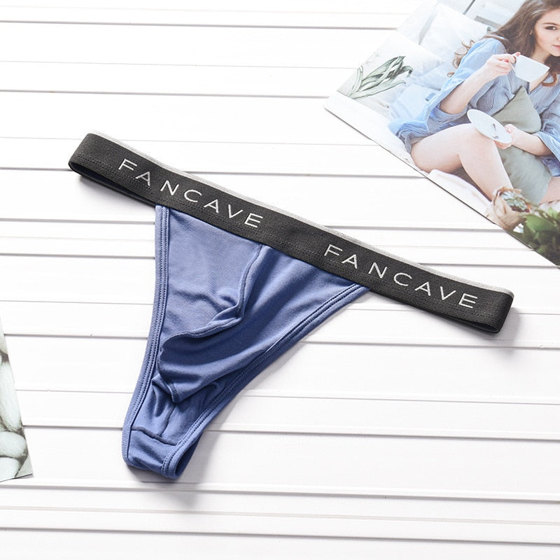 Men Stylist Thong Underwear in Blue by Gallery Man
