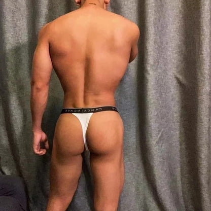 Men Stylist Thong Underwear in White by Gallery Man