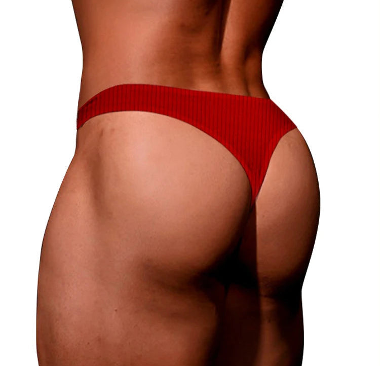 Men Superb Thong Slim Waist Lifted Buttocks Underwear in Red by Gallery Man
