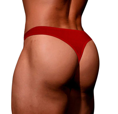 Men Superb Thong Slim Waist Lifted Buttocks Underwear in Red by Gallery Man