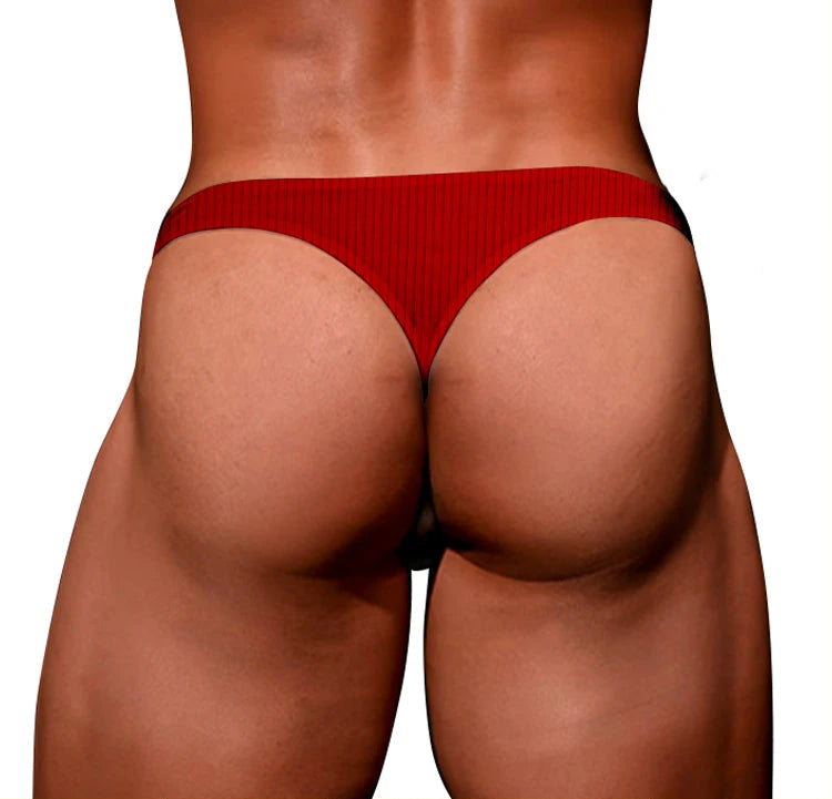 Men Superb Thong Slim Waist Lifted Buttocks Underwear in Red by Gallery Man