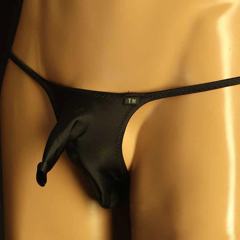 Men’s Ultra-Soft Elephant Nose Pouch Thong in Black by Gallery Man