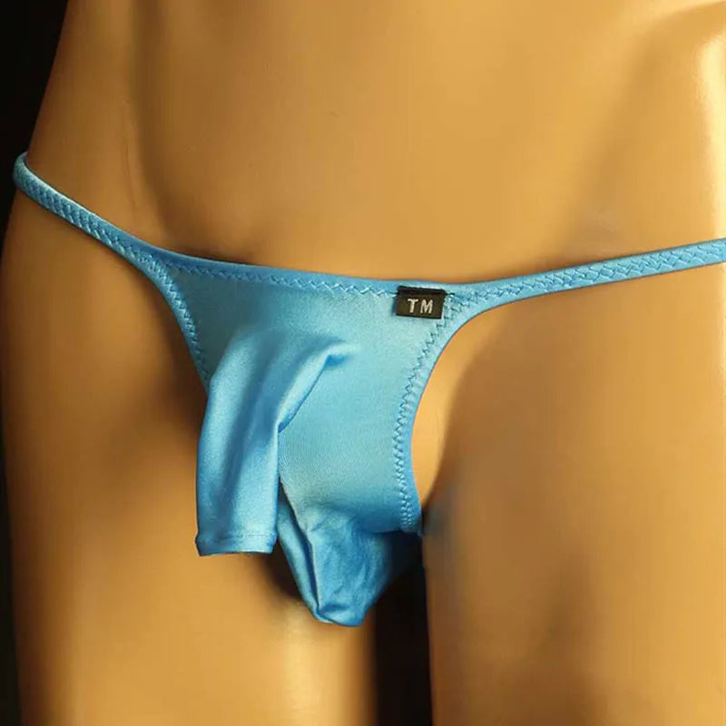 Men’s Ultra-Soft Elephant Nose Pouch Thong in Blue by Gallery Man