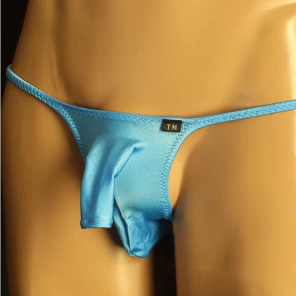 Men’s Ultra-Soft Elephant Nose Pouch Thong in Blue by Gallery Man