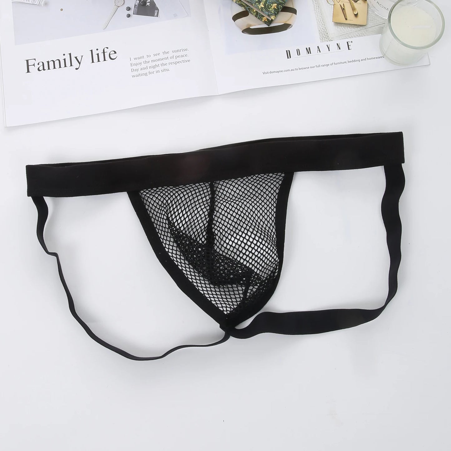 Men's Ultra-Thin Mesh Jockstrap – Raised U-Convex Pouch in Black by Gallery Man