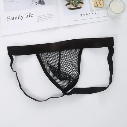Men's Ultra-Thin Mesh Jockstrap – Raised U-Convex Pouch in Black by Gallery Man