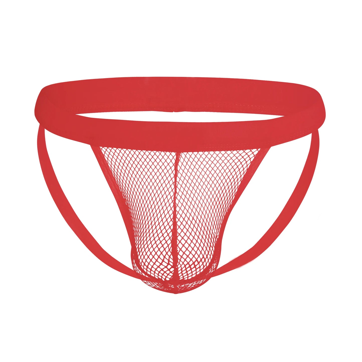 Men's Ultra-Thin Mesh Jockstrap – Raised U-Convex Pouch in Red by Gallery Man